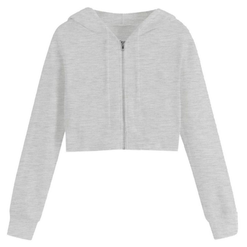 Miso Womens/Ladies Relaxed Fit Crop Hoodie / Gray